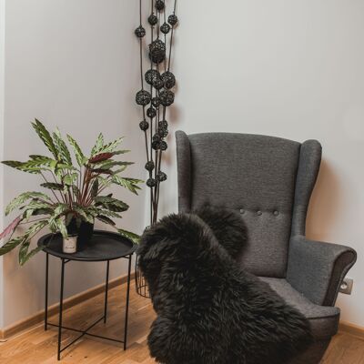 Alfombra de piel de oveja auténtica teñida de negro, suave y de lana, Schaffell Hygge (90-100 cm)