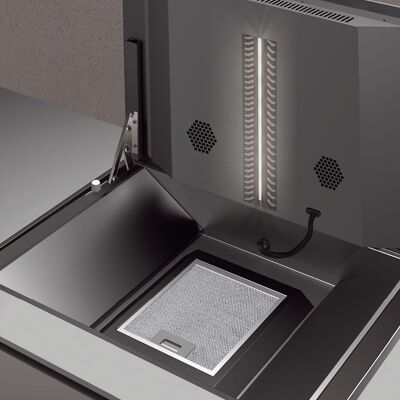 DIAMOND CENTRAL - Plaque à induction avec hotte cm.83 - 4 zones - 6,8 kW - 700 m3/h