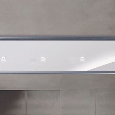 HOTTE PLATE GEA cm.90X60 - Spot blanc en acier inoxydable/verre - 800 m3/h