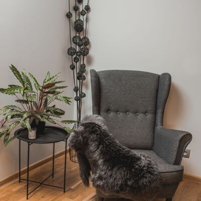 Alfombra de piel de oveja auténtica teñida en gris oscuro/grafito, suave y de lana, Schaffell Hygge (101-120 cm)