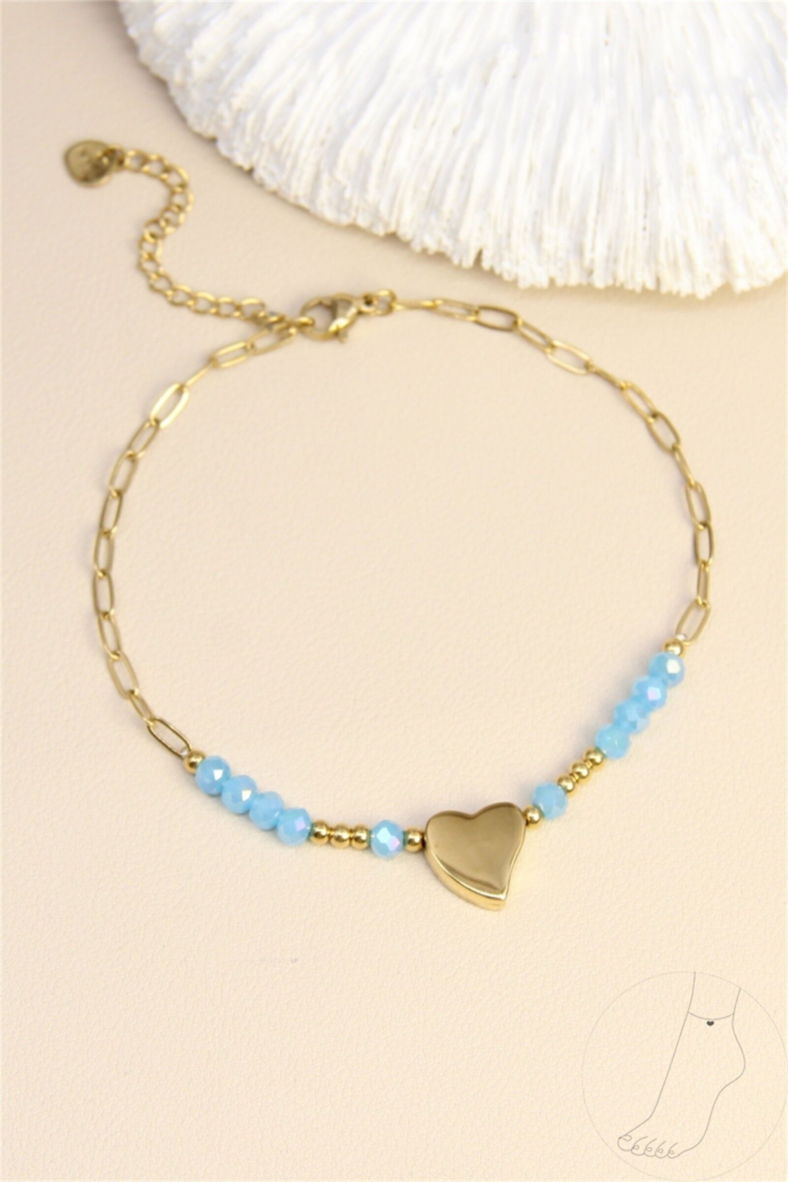 Herz & Perle Fußkettchen – Edelstahl