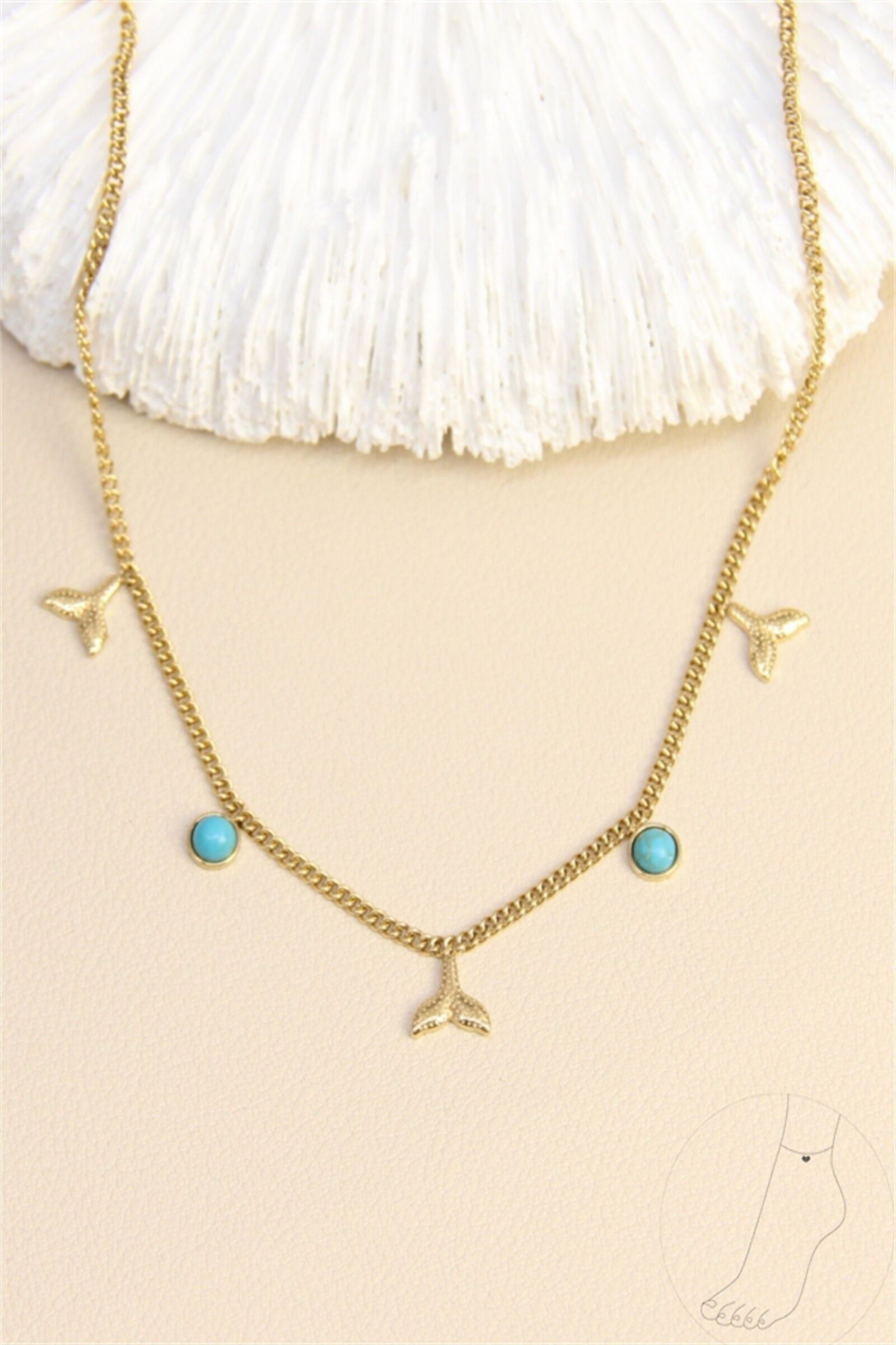 Meerjungfrau Fußkettchen – Edelstahl & türkisfarbene Steine