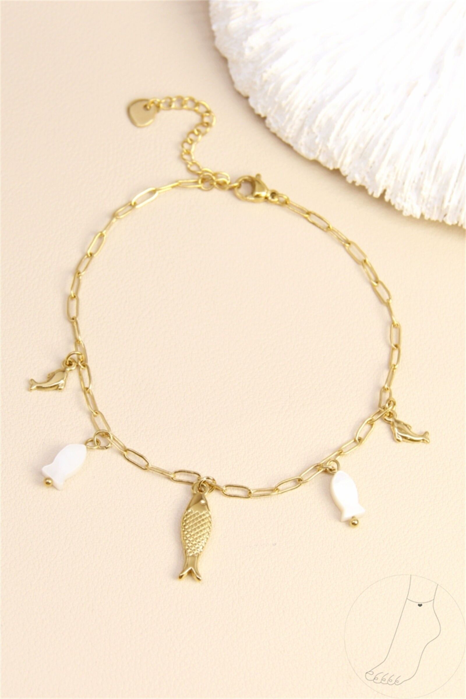 Fußkettchen mit Fisch-Anhänger – Edelstahl