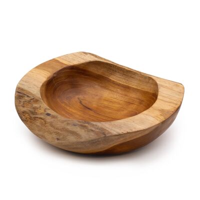 Grande ciotola in legno di teak con forma naturale - 25x7cm