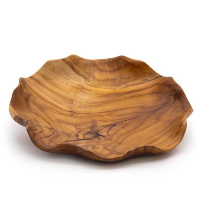 Coupe à fruits ronde et lisse en bois de teck - 28x5.5Cm