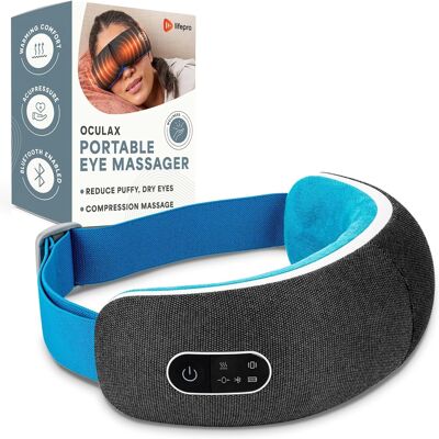 Masque chauffant Lifepro Oculax pour les yeux secs, masseur oculaire intelligent avec chaleur, vibrations, compression et musique, pliable, rechargeable par USB, idéal pour les voyages