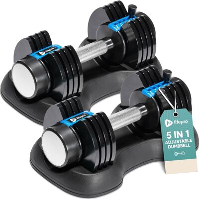 Paire d'haltères réglables - Idéales pour les entraînements à domicile, la musculation et le développement musculaire. Design compact pour un rangement facile. Ensembles d'haltères polyvalents pour hommes.
