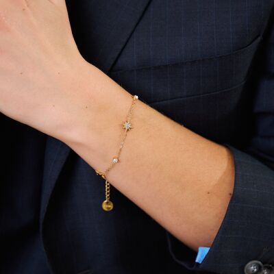 Bracelet étoile strassé en acier inoxydable - Éclat et modernité