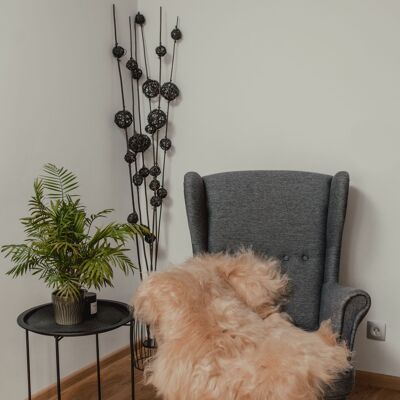 Alfombra de auténtica piel de oveja islandesa teñida en beige capuchino, suave lana, Schaffell Hygge (90-100 cm)