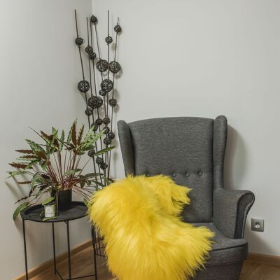 Piel de oveja auténtica islandesa teñida de amarillo, piel de cordero, alfombra de piel de oveja, piel, manta de lana suave, Schaffell Hygge (90-100 cm)