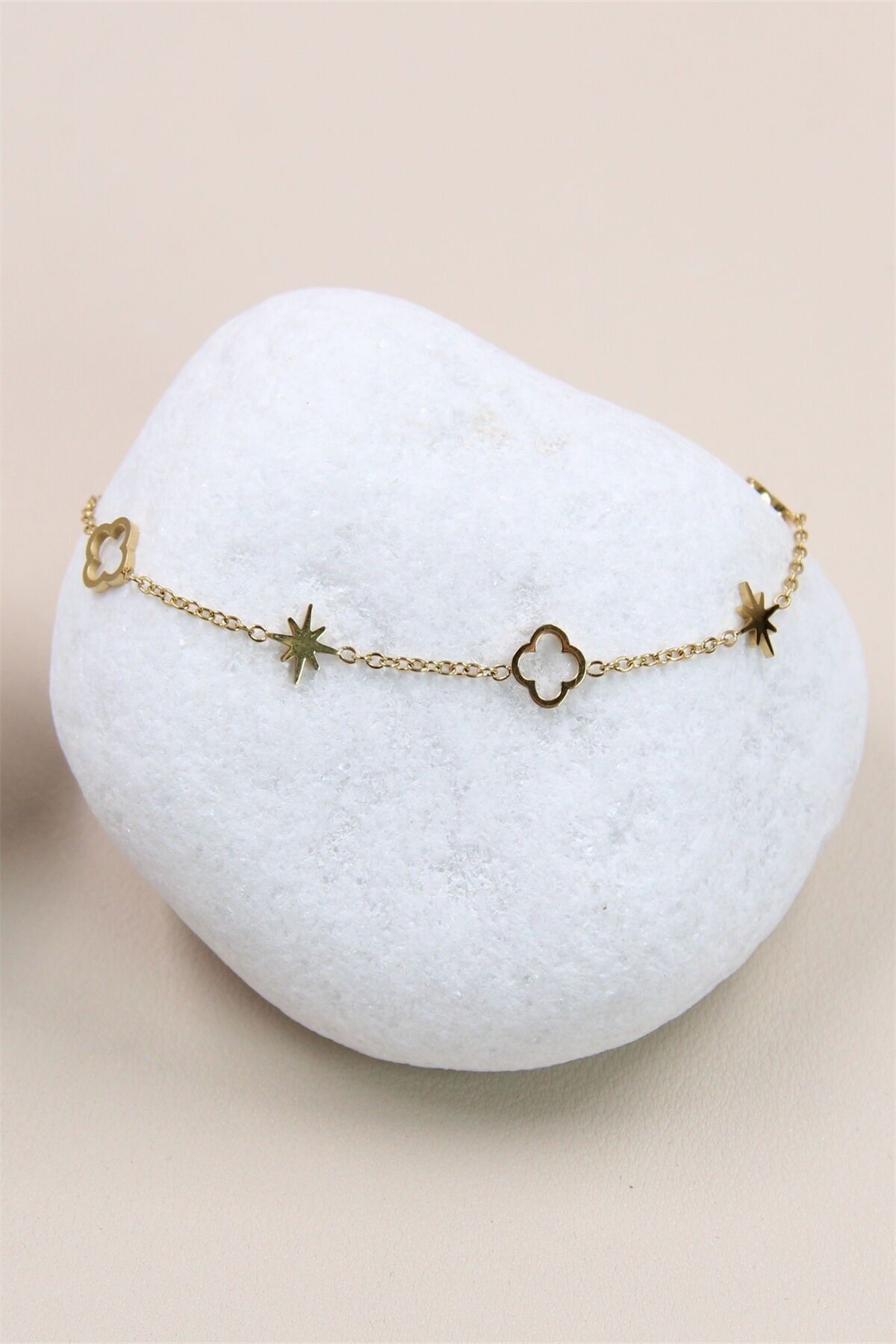 Bracelet Trèfle et Étoile en Acier Inoxydable - Look Tendance