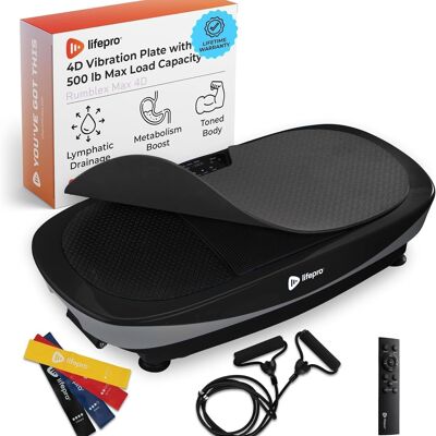 Máquina de ejercicios con plataforma vibratoria LifePro Rumblex Max 4D | Máquina de ejercicios con plataforma vibratoria y bandas de resistencia para fitness, recuperación y entrenamiento en casa