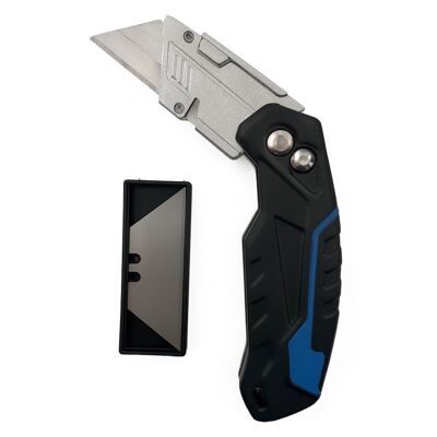 Cutter Pliant Robuste avec 3 Lames – Poignée Sécurisée – Couleur Aléatoire