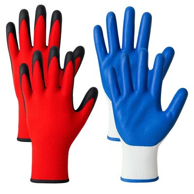 Nitrile Handling Gloves Seamless Knit Non-Slip Palm One Size Random Color