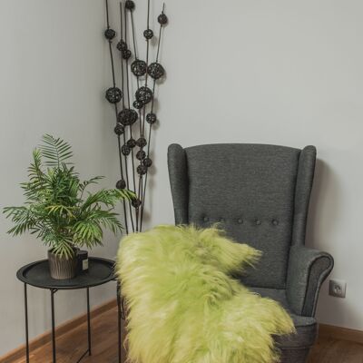 Alfombra de piel de oveja auténtica teñida en verde manzana, suave lana, Schaffell Hygge (90-100 cm)