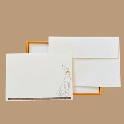 Set di biglietti Borzoi con buste aperte