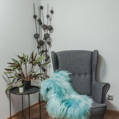 Peau de mouton islandaise véritable teinte turquoise, peau d'agneau, peau de mouton, jeté en laine douce, Schaffell Hygge (90-100 cm)