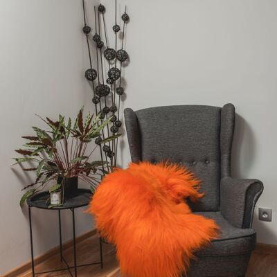 Peau de mouton islandaise véritable teinte orange, peau d'agneau, peau de mouton, jeté en laine douce, Schaffell Hygge (101-120 cm)
