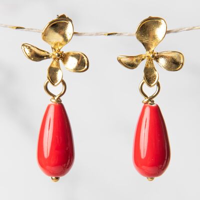 ORECCHINI CORALLINE - SUMMER COLLECTION | EARRINGS WITH A FLOWER AND A COLORFUL DROP