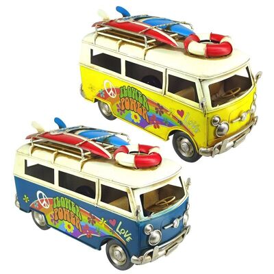 Minibus vintage in metallo 25,50 x 12 x 14,50 cm Giallo