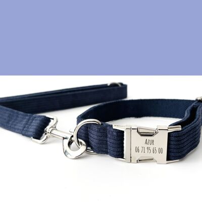Navy Blue Corduroy Dog Leash