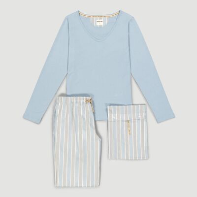 Pyjama en coton biologique Alfa Stripes Tourmaline Commerce équitable