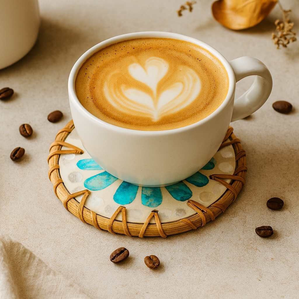 Drinks Coasters - Natural Round Kitchen Coaster (Set of 6)