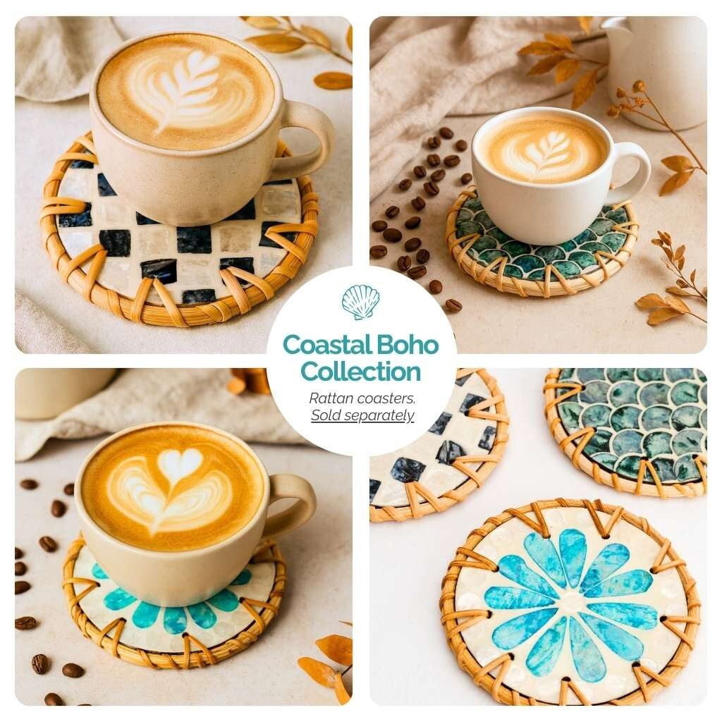 Drinks Coasters - Natural Round Kitchen Coaster (Set of 6)