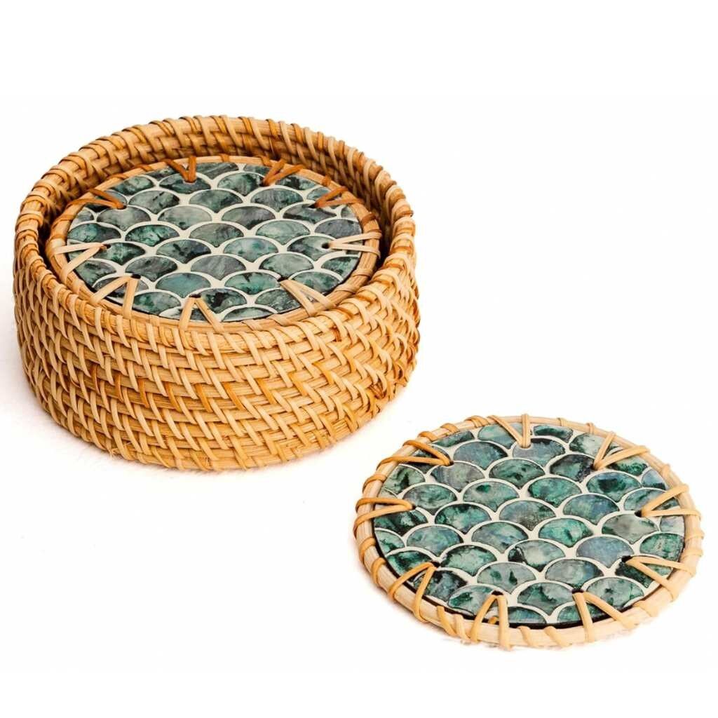 Drinks Coasters - Natural Round Kitchen Coaster (Set of 6)