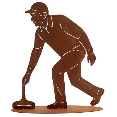 Ice stock shooter rust figure 40 cm – Corten steel garden decoration weatherproof