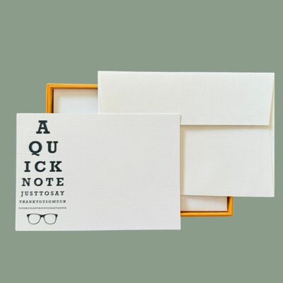 Jeu de cartes de remerciements pour le test de la vue