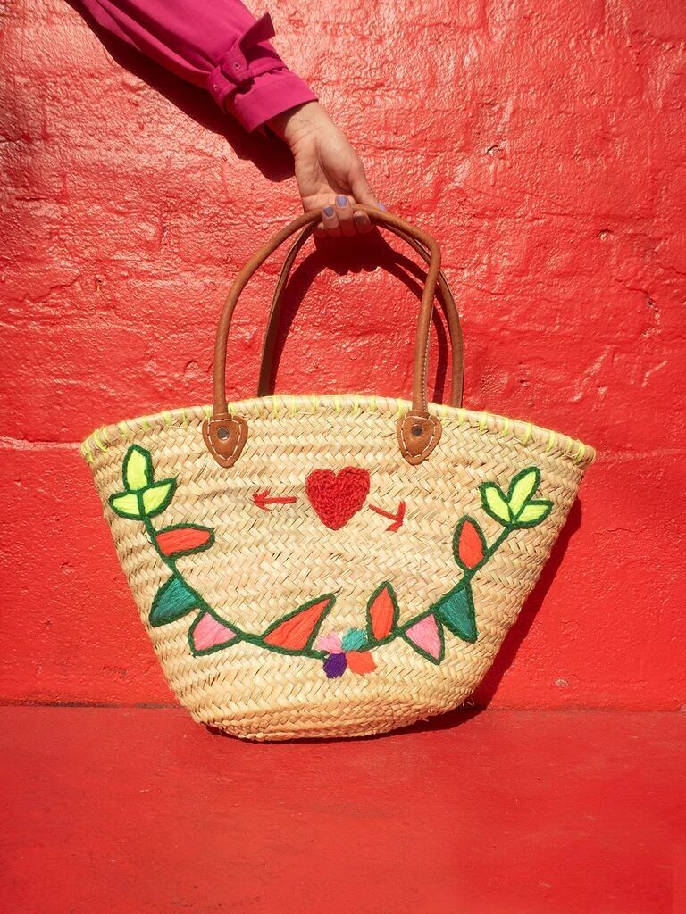 Flagline Kleine Herz-Strohtasche – Handgewebte Großhandelstasche aus Marokko