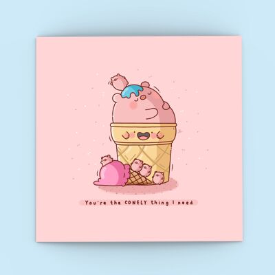 Cute Pig Ice Cream Card