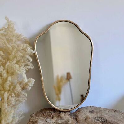 Miroir mural en laiton antique avec bouclier – Design artisanal d'inspiration italienne