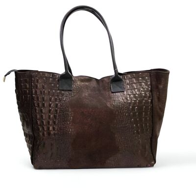 SAC cuir LOLA Croco Choco