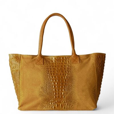 Bolso de cuero LOLA Cocodrilo Camello