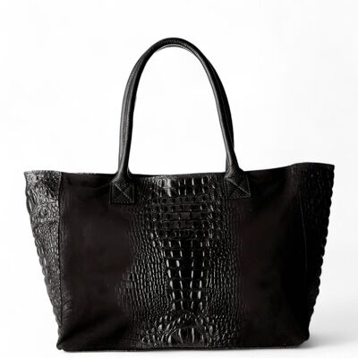 SAC cuir LOLA Croco Nero