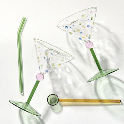 Verre à vin à pois colorés – Gobelet vintage