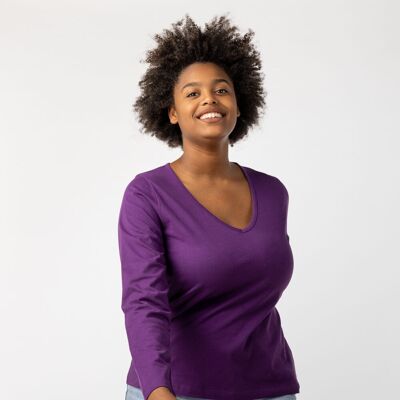 T-shirt Sira Pruna en coton biologique et commerce équitable