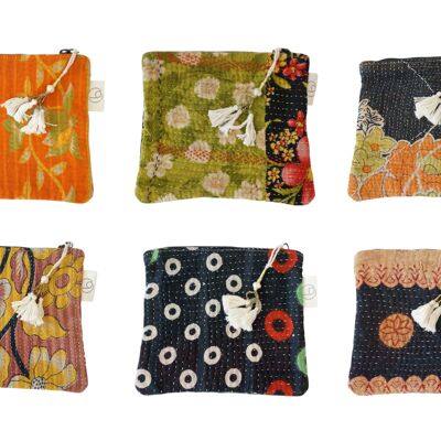 Set de 6 pochettes en kantha N°424