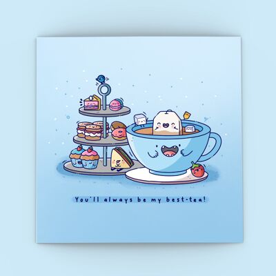 Carte mignonne de thé d'après-midi | Cartes de vœux mignonnes