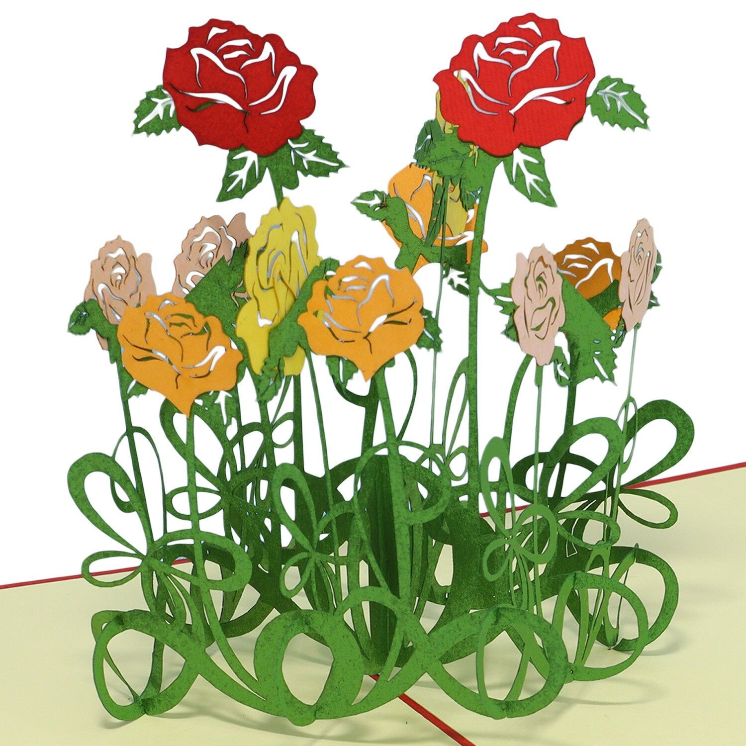 Tarjeta desplegable, tarjeta 3D, rosas, N233