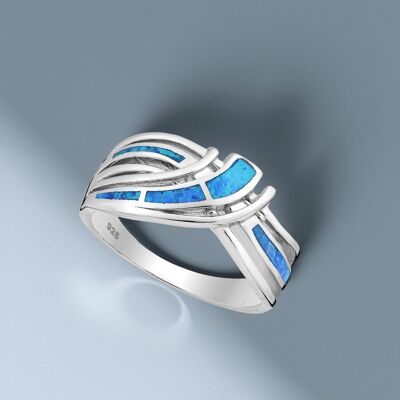 Ring Sky, sterling silver, lab-created opal
