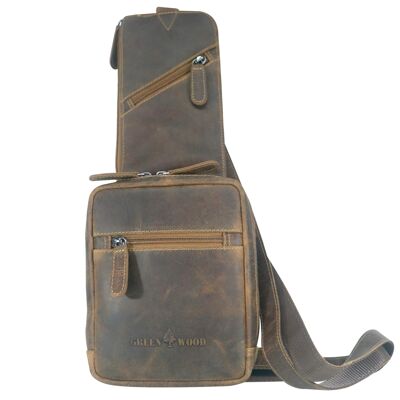 Jim chest bag men with cell phone pocket leather sling bag women