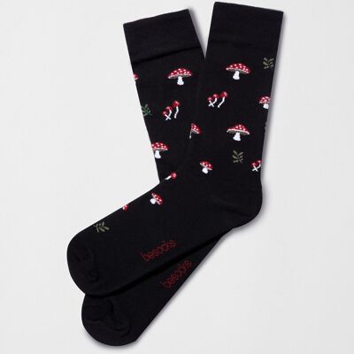 BeMushroom Black - 100% Organic Cotton Socks