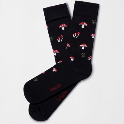 Chaussettes BeMushroom Black - 100 % coton biologique