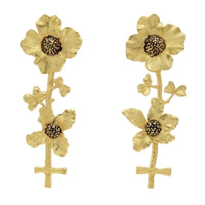 Boucles d'oreilles Floralis noires