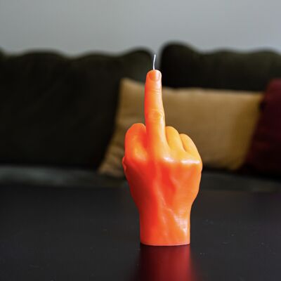NEON Large Middle Finger Candle - 20cm height | F*ck you hand gesture | Super realistic design | Real hand size & texture | Handmade sculpture candle