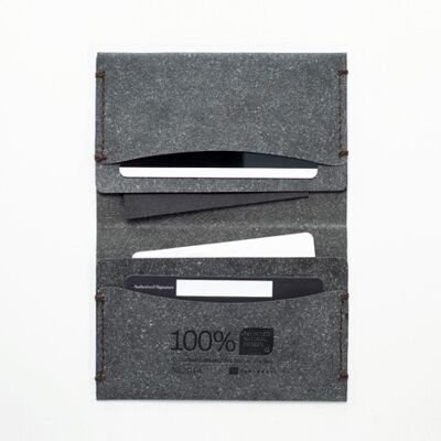 "Quadro" card holder in recycled leather - Gray