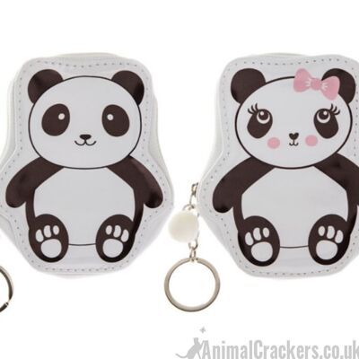 LOT DE DEUX porte-monnaie zippés Panda avec porte-clés